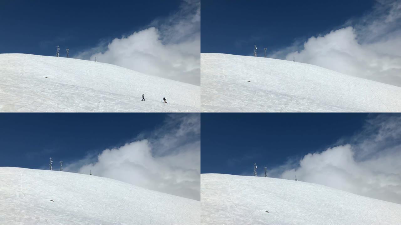 阳光明媚的一天古达里滑雪胜地全景4k格鲁吉亚