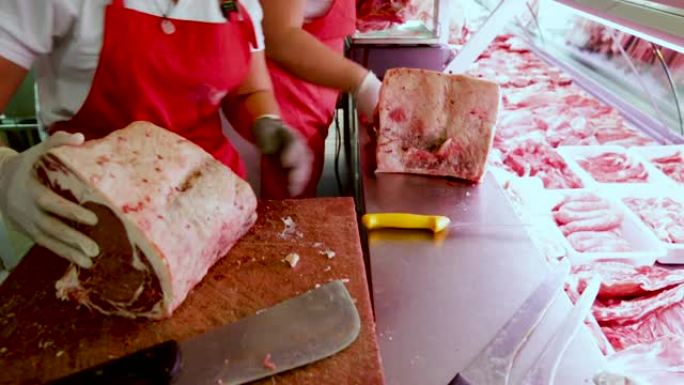屠夫切割优质猪肉