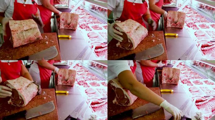 屠夫切割优质猪肉