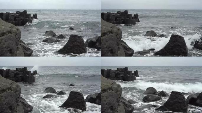 波浪、柱状关节、玄武岩