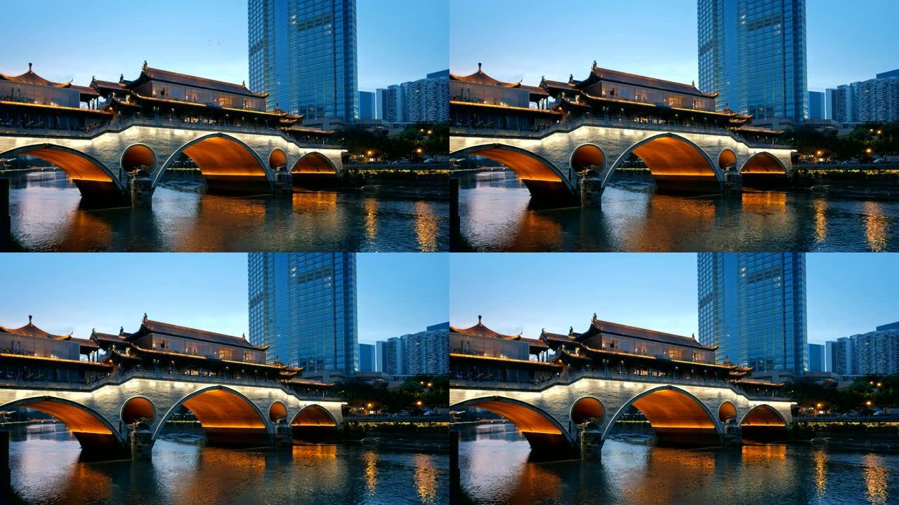 中国四川夜间安顺桥