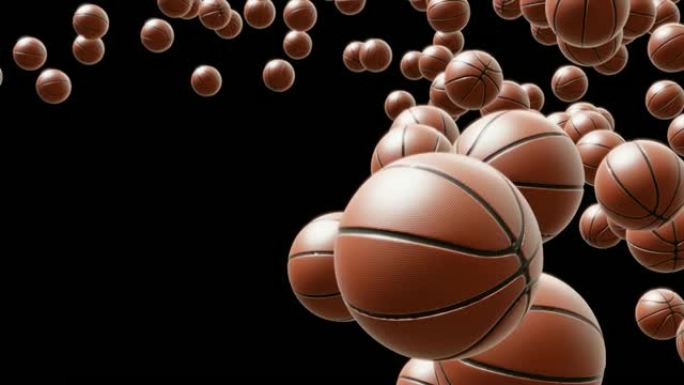 篮球落在曲线上，带有Alpha通道3D动画的循环