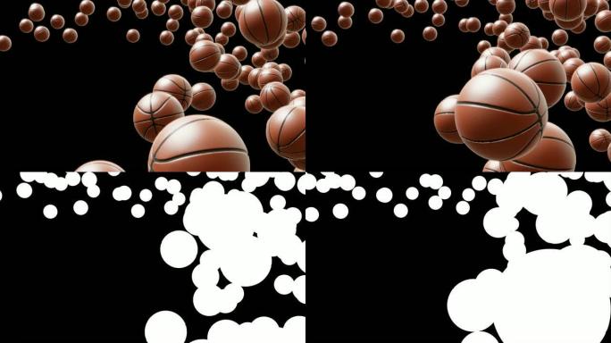 篮球落在曲线上，带有Alpha通道3D动画的循环