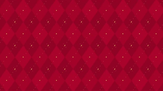 4k深红色方格动画，带金色虚线。圣诞时尚彩色派对背景。