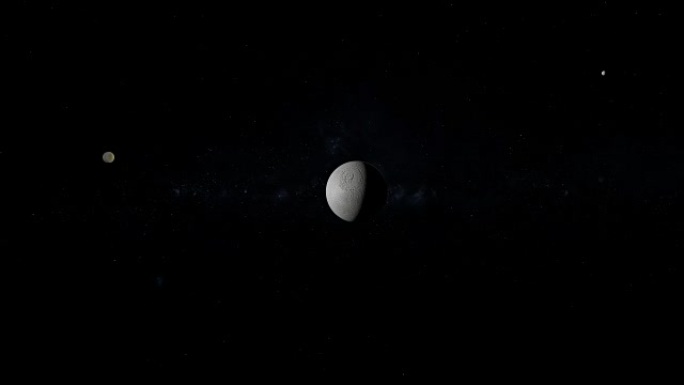 Tethys，Rhea和Dione，土星的卫星，在外层空间