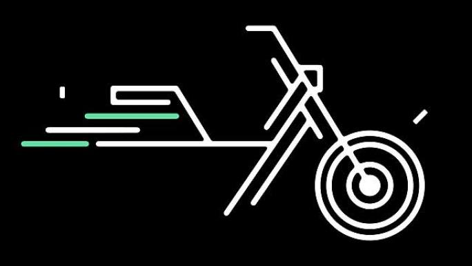 摩托车旅游线路图标动画与阿尔法