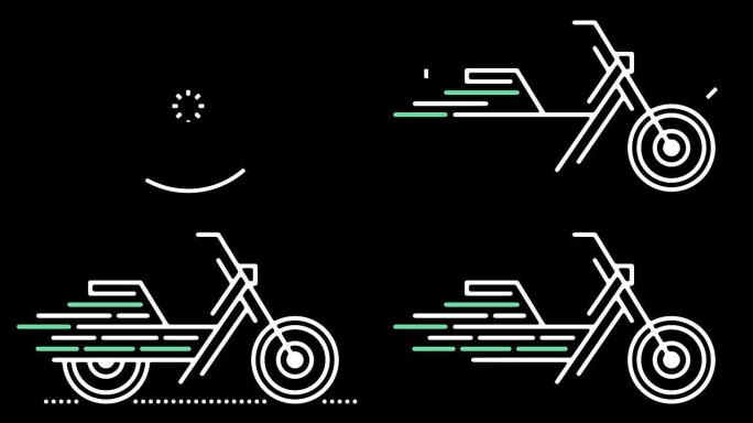 摩托车旅游线路图标动画与阿尔法