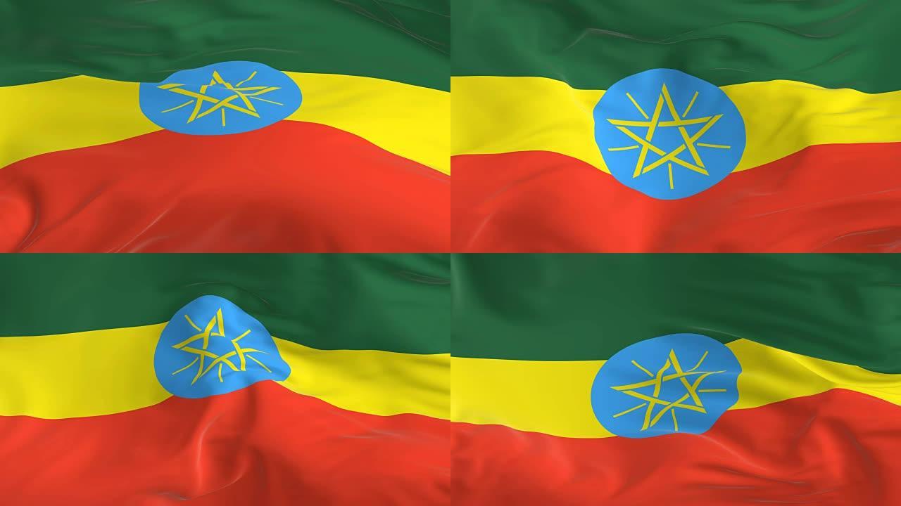 挥舞着环形旗帜作为背景埃塞俄比亚