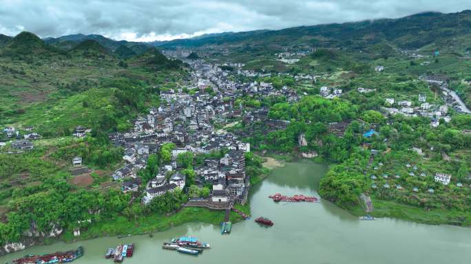 5K航拍湖南湘西永顺县芙蓉镇风景区11