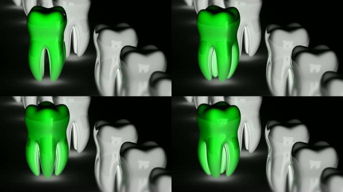 牙齿。循环镜头具有4k分辨率