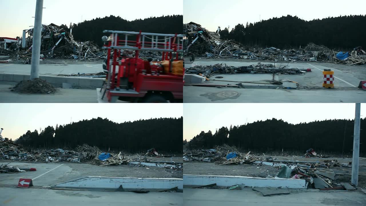 海啸后福岛的一辆卡车