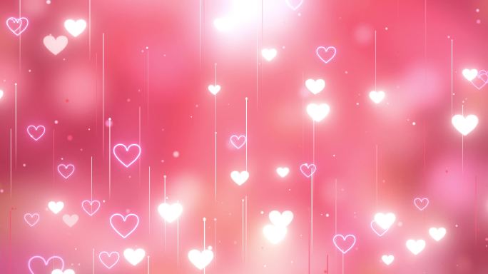 循环浪漫粉色爱心粒子背景