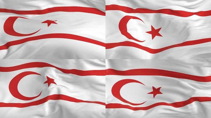 挥舞着环形旗帜作为背景的北塞浦路斯土耳其共和国