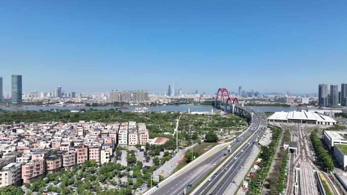 广州番禺新光快速新光大桥航拍城市空境