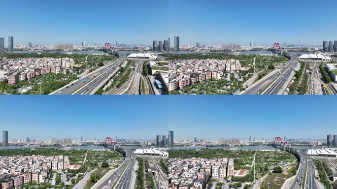 广州番禺新光快速新光大桥航拍城市空境