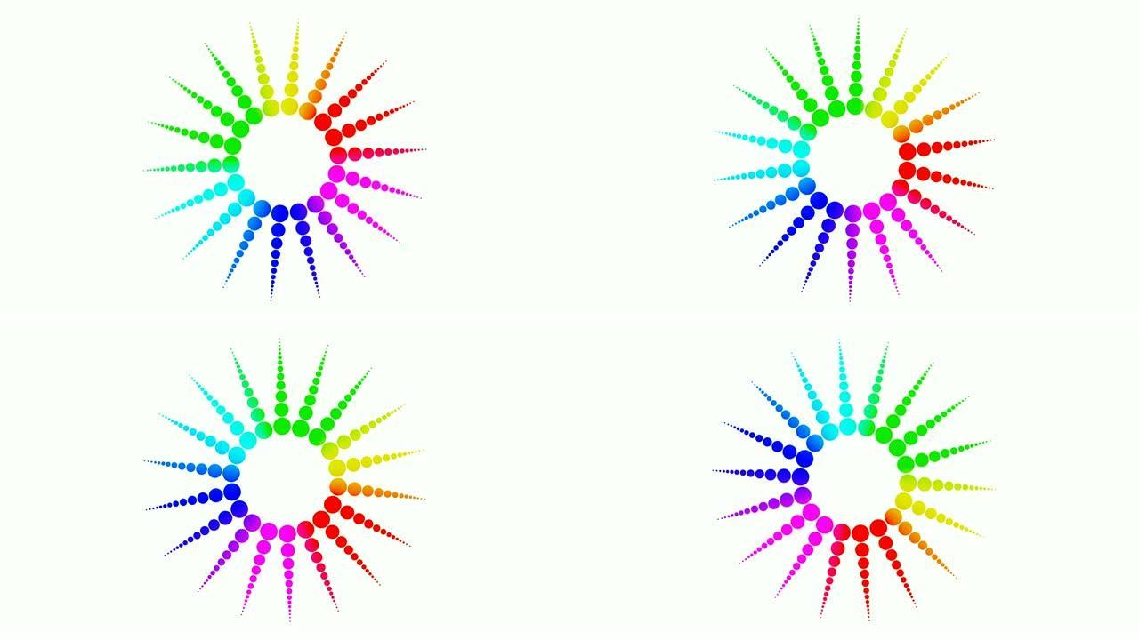 科学医学化学和技术概念中的彩色彩虹球体分子符号孤立在白色背景上。3d抽象背景。