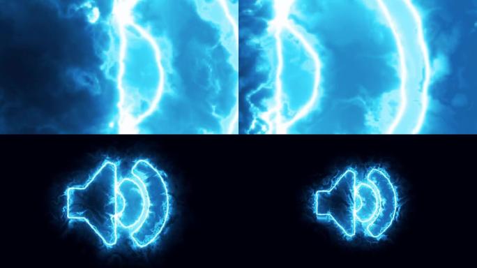 蓝色能量场或火中的声音标志动画