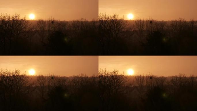 夕阳西下，大雨缓慢-mo 1920X1080全高清视频-太阳在日落之前落下，慢动作1080p高清镜头