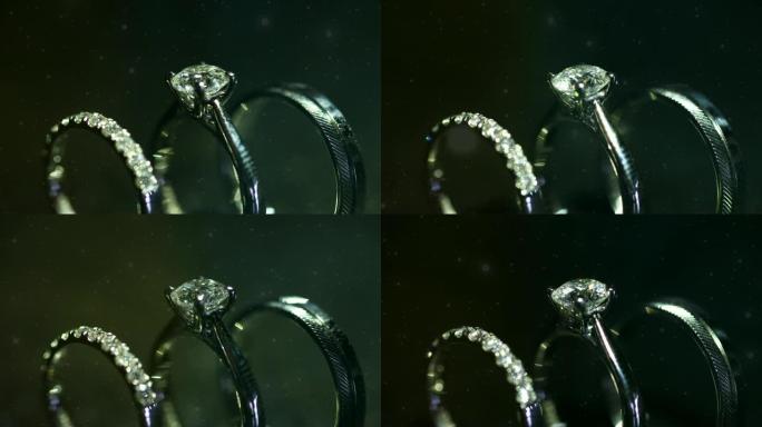 漂亮的结婚戒指和订婚戒指，4K。
