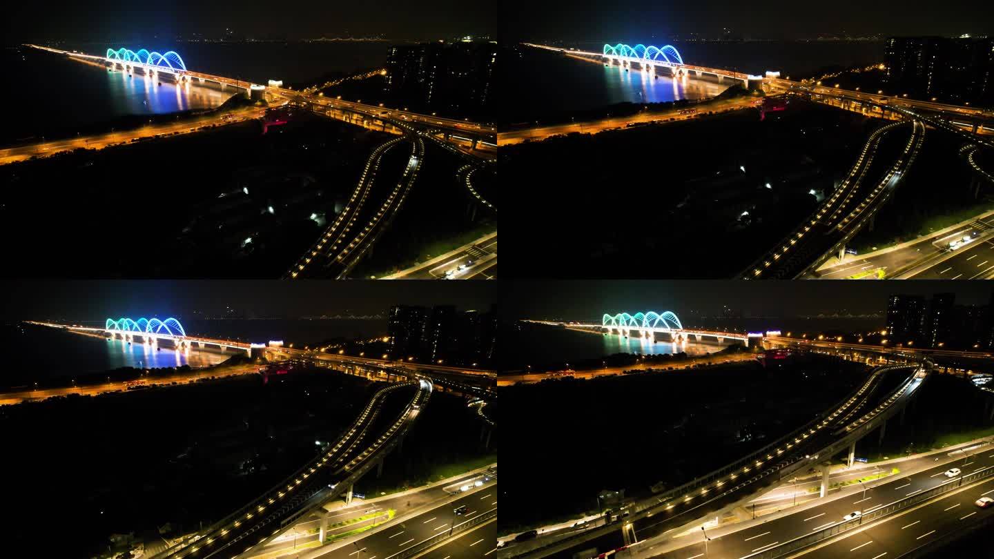 杭州九堡大桥车辆车流夜景视频素材4