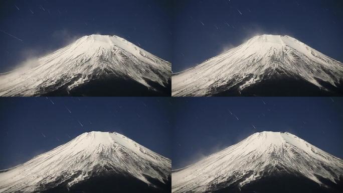 富士山夜景的延时电影