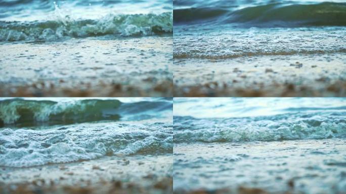 波浪冲刷海洋上的石头。小海石。潮汐无人岛