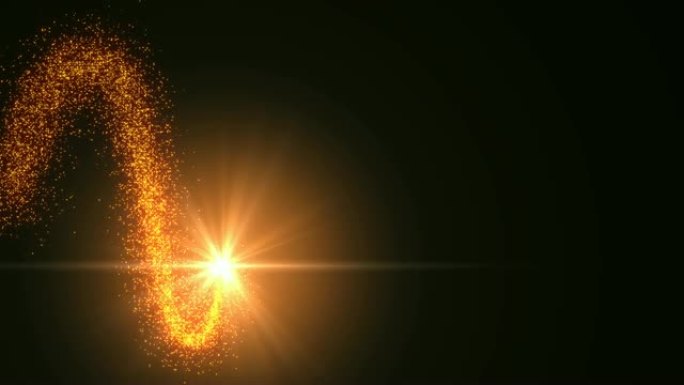 金色闪闪发光的星星尘埃波的痕迹闪闪发光的粒子在黑色。