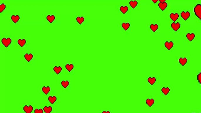 多像素心形像图标爆炸从中心叠加循环动画绿屏背景新独特质量通用运动动态多彩欢乐舞蹈音乐节日视频素材