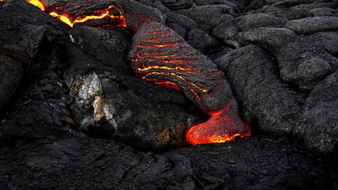 夏威夷地表熔岩流的特写