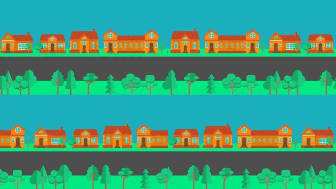 city.2D动画的动画背景。移动城市背景。