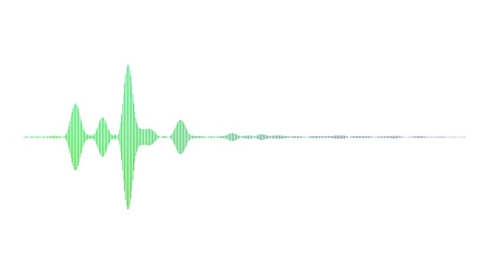 音乐、音频和音量的概念被动画为数字脉冲。声波移动图形插图。