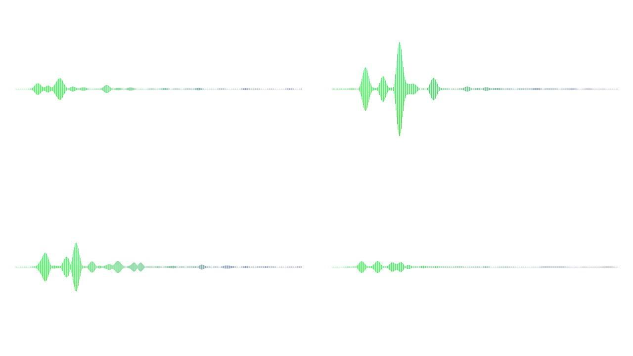 音乐、音频和音量的概念被动画为数字脉冲。声波移动图形插图。