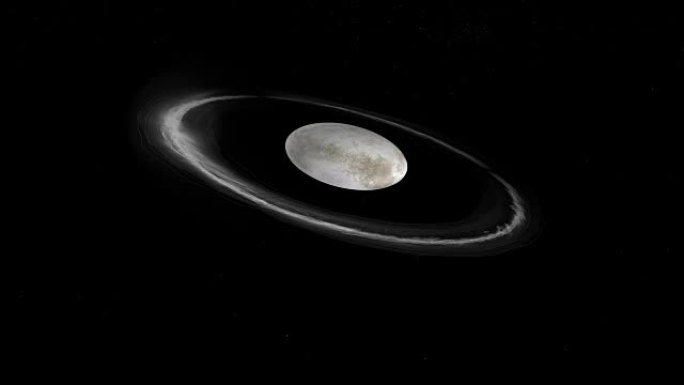 Haumea和她的环，矮行星，在外太空中运行