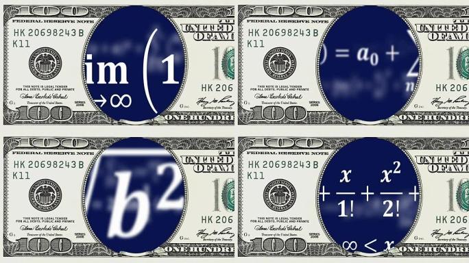 100美元钞票框架中的数学方程