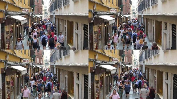 威尼斯，意大利，2018年8月30日，游客在威尼斯慢动作