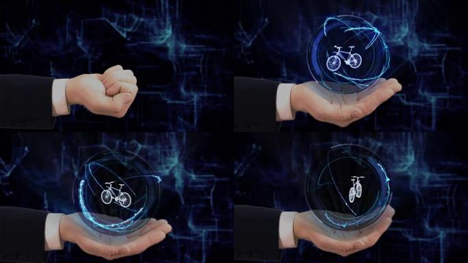 手绘展示了他手上的概念全息图3d循环