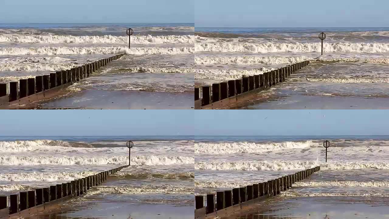 阿伯丁海滩上的海浪和groyne