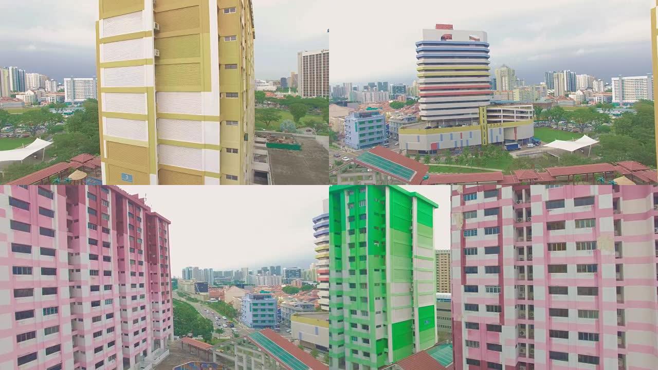 新加坡1977年建造的彩色罗乔中心大楼鸟瞰图
