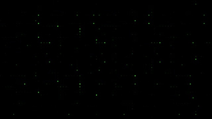 黑色技术循环背景上闪烁的绿点