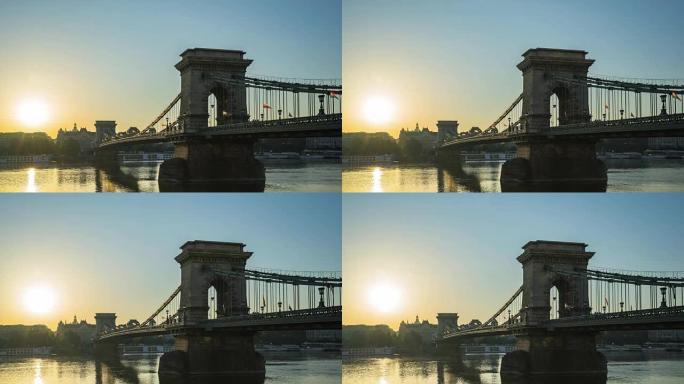 匈牙利布达佩斯链桥延时视频