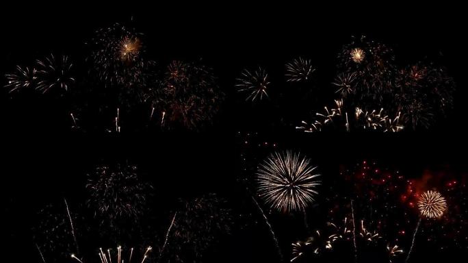烟花汇演庆典，彩色烟花4K