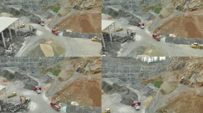 采石场采矿业的鸟瞰图