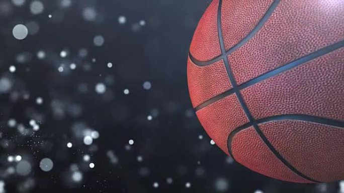 数字生成的篮球在黑暗背景上旋转