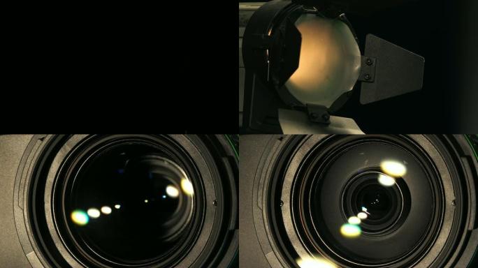 演播室灯光和相机镜头特写