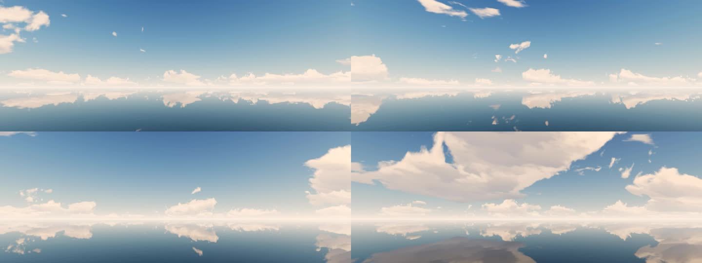 4K蓝天白云海面反射3-60帧