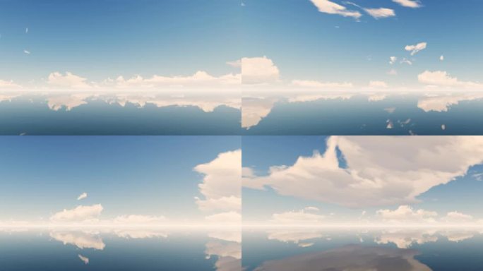 4K蓝天白云海面反射3-60帧