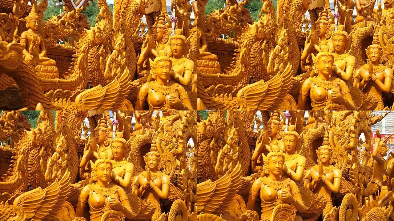 泰国佛陀节的蜡烛游行传统节日