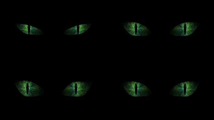绿色猫眼闪烁循环。