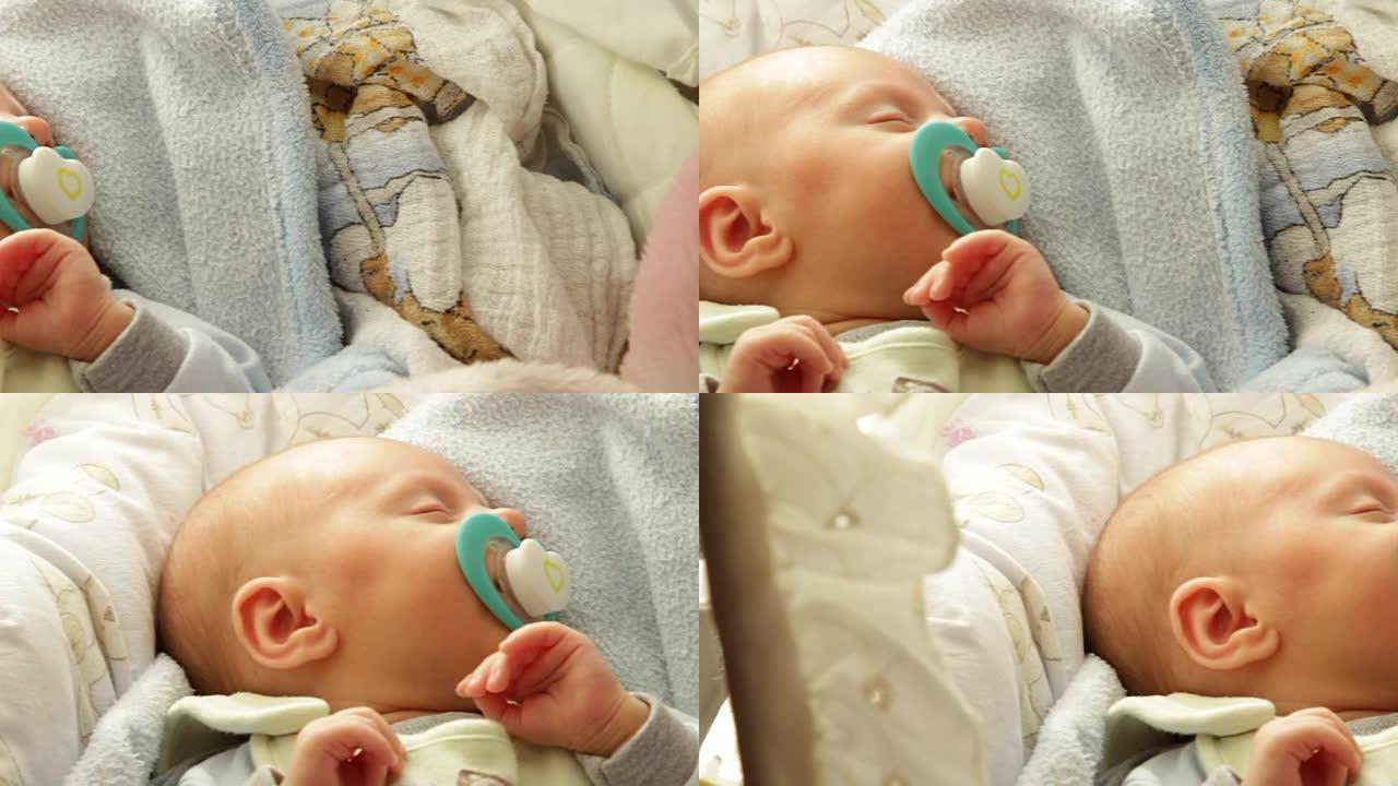 正在睡觉的新生女婴。全高清电动滑块。1080p