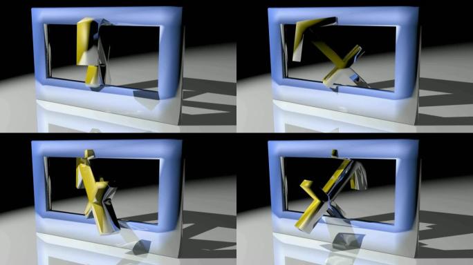 黄道射手座标志在方形蓝色框架内旋转-3D渲染视频